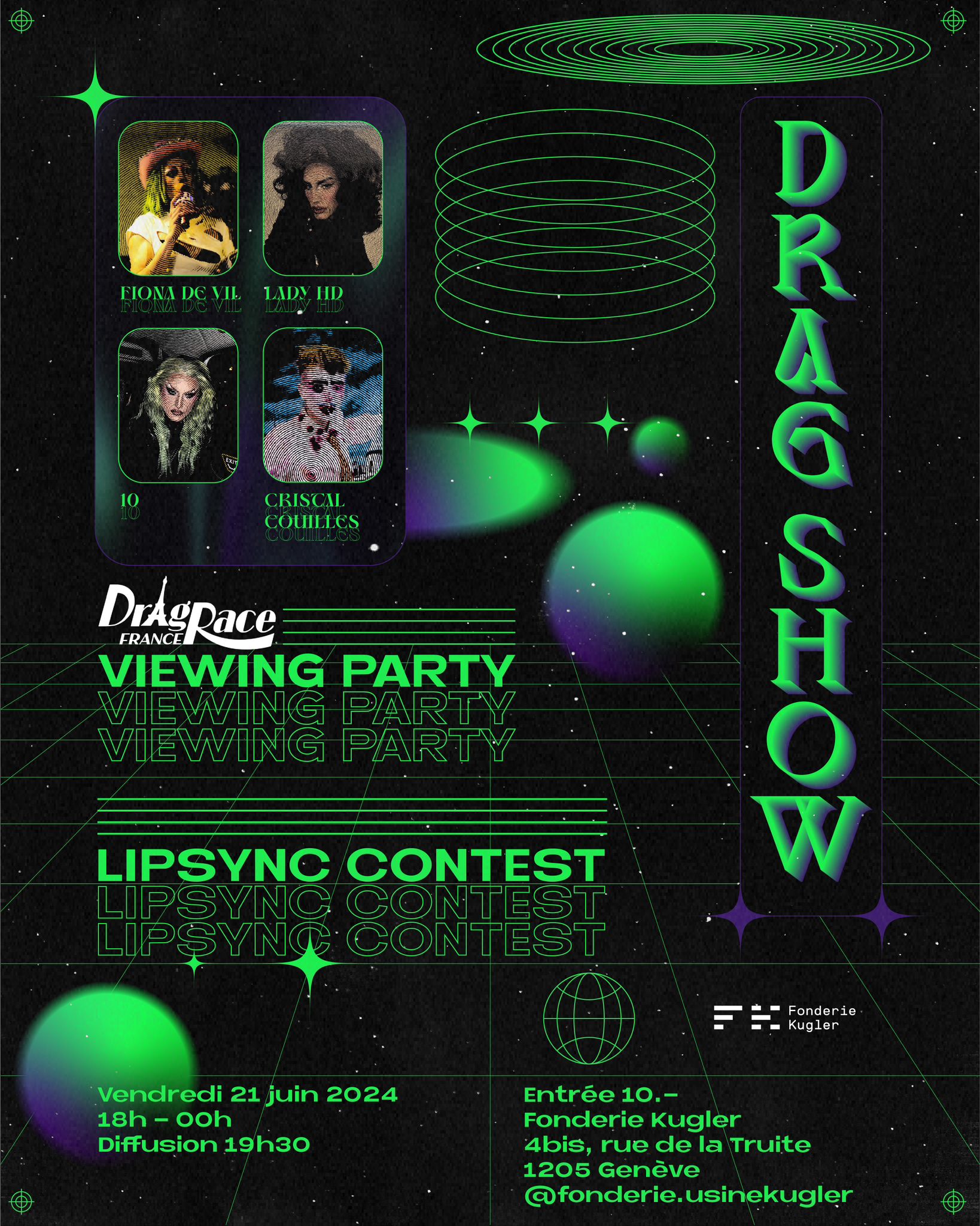 visuel drag show fonderie kugler 21 juin 2024